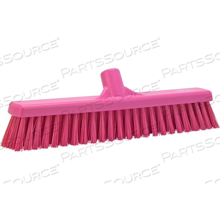 VIKAN 16" COMBO PUSH BROOM- SOFT/STIFF, PINK 