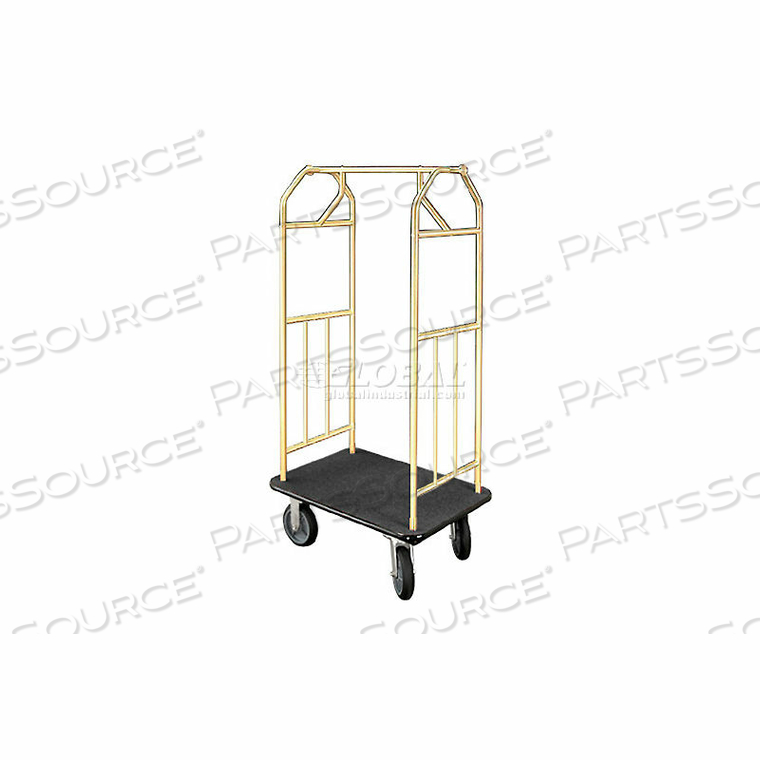 BELLMAN HOTEL CART 41X24 SATIN BRASS WITH BLACK CARPET & RUBBER WHEELS by Glaro Products Inc BELLMAN HOTEL CART 41X24 SATIN BRASS WITH BLACK CARPET & RUBBER WHEELS by Glaro Products Inc