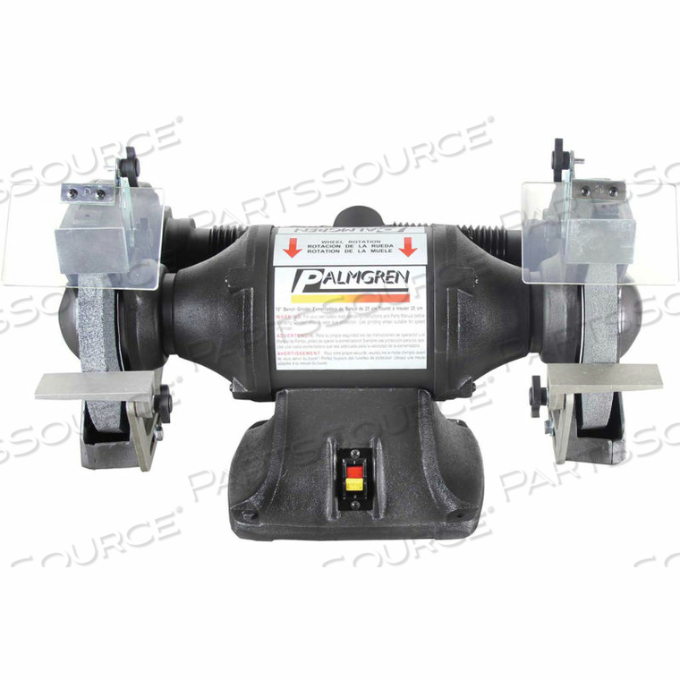 PALMGREN BENCH GRINDER W/WHEEL GUARDS & DUST COLLECTION PORTS, 10" WHEEL DIA by C.H. Hanson PALMGREN BENCH GRINDER W/WHEEL GUARDS & DUST COLLECTION PORTS, 10" WHEEL DIA by C.H. Hanson