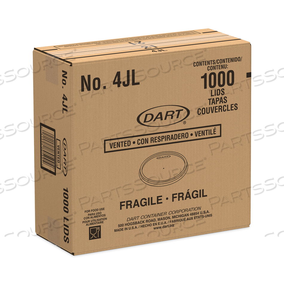 PLASTIC LIDS, FITS 4 OZ CUPS, VENTED, TRANSLUCENT by Dart Container Corporation PLASTIC LIDS, FITS 4 OZ CUPS, VENTED, TRANSLUCENT by Dart Container Corporation