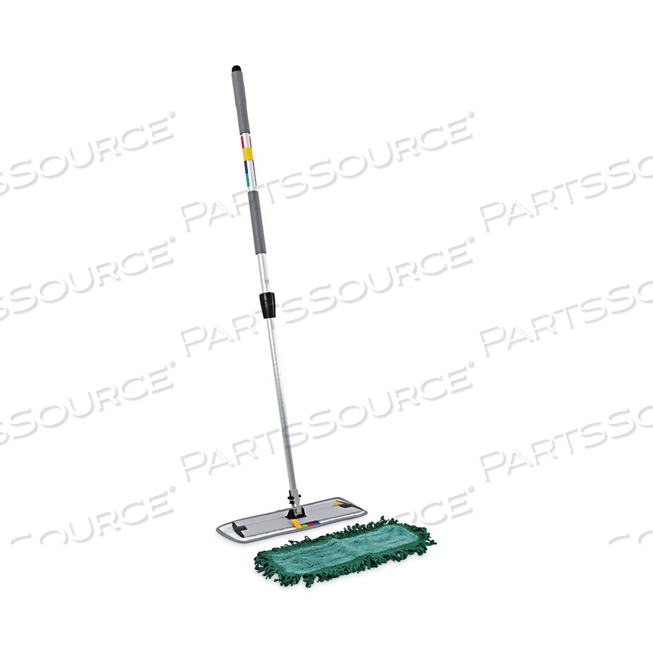 MICROFIBER CLEANING KIT, 18" WIDE BLUE/GREEN MICROFIBER HEAD, 35" TO 60" GRAY ALUMINUM HANDLE by Boardwalk