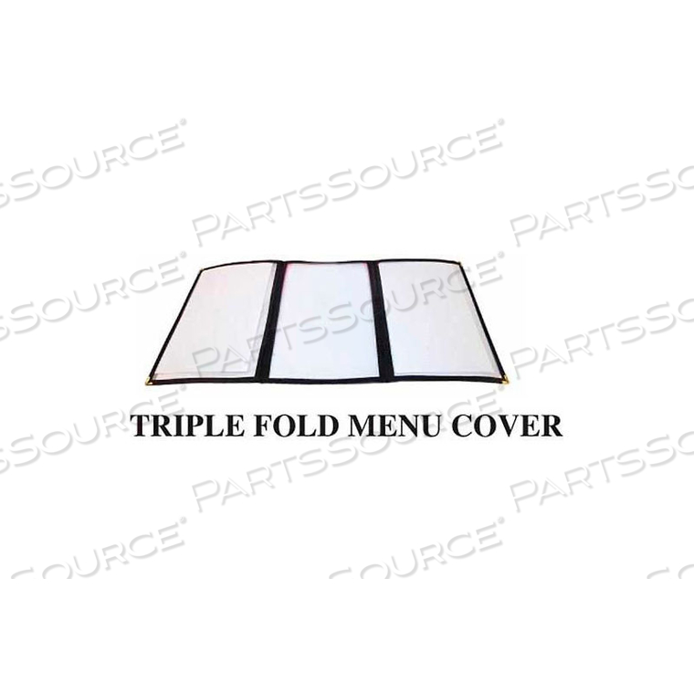 TRIPLE FOLD MENU COVER, 9-1/2"W, 12"H, PLASTIC W/ VINYL BINDING, THREE PAGE, BURGUNDY by Winco DWL International, LLC