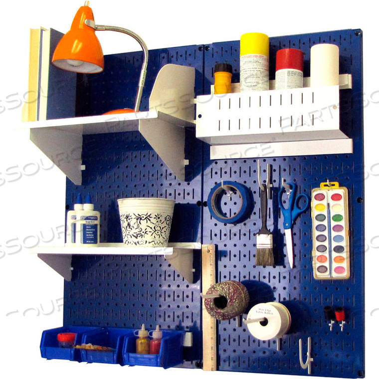 PEGBOARD HOBBY CRAFT ORGANIZER STORAGE KIT, BLUE/WHITE, 32" X 32" X 9" by Wall Control Pegboard