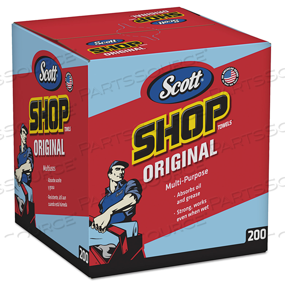 SHOP TOWELS, POP-UP BOX, 1-PLY, 10 X 12, BLUE by Scott