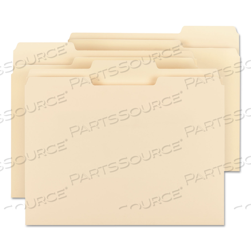 TOP TAB FILE FOLDERS WITH ANTIMICROBIAL PRODUCT PROTECTION, 1/3-CUT TABS: ASSORTED, LETTER, 0.75" EXPANSION, MANILA by Smead