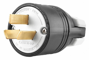 STRAIGHT BLADE PLUG, 10-50P, 50 A, 125/250V AC, BLACK, 3 POLES by Hubbell Power Systems STRAIGHT BLADE PLUG, 10-50P, 50 A, 125/250V AC, BLACK, 3 POLES by Hubbell Power Systems