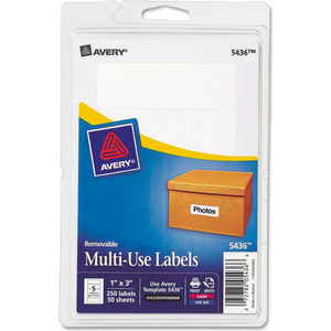 PRINT OR WRITE REMOVABLE MULTI-USE LABELS, 1 X 3, WHITE, 250/PACK by Avery