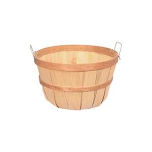 1 PECK WOOD BASKET WITH TWO METAL HANDLES 12 PC - MAHOGANY STAIN by Texas Basket Co.