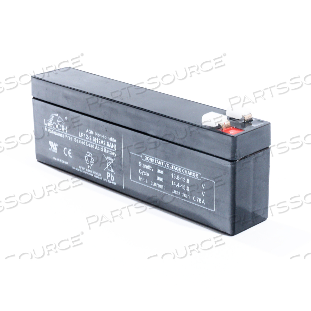 BATTERY, RECHARGEABLE SEALED LEAD ACID, 12V, 2.6 AH, 0.187 IN 