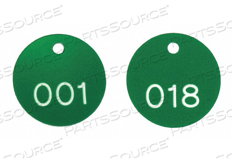 NUMBERED TAGS 1-1/8IN ROUND 1-100 PK100 by Accuform Manufacturing, Inc.