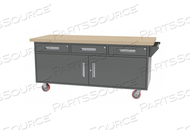 MOBILE CAB BENCH BUTCHER BLOCK 75 W 30 D by Greene Manufacturing, Inc. MOBILE CAB BENCH BUTCHER BLOCK 75 W 30 D by Greene Manufacturing, Inc.