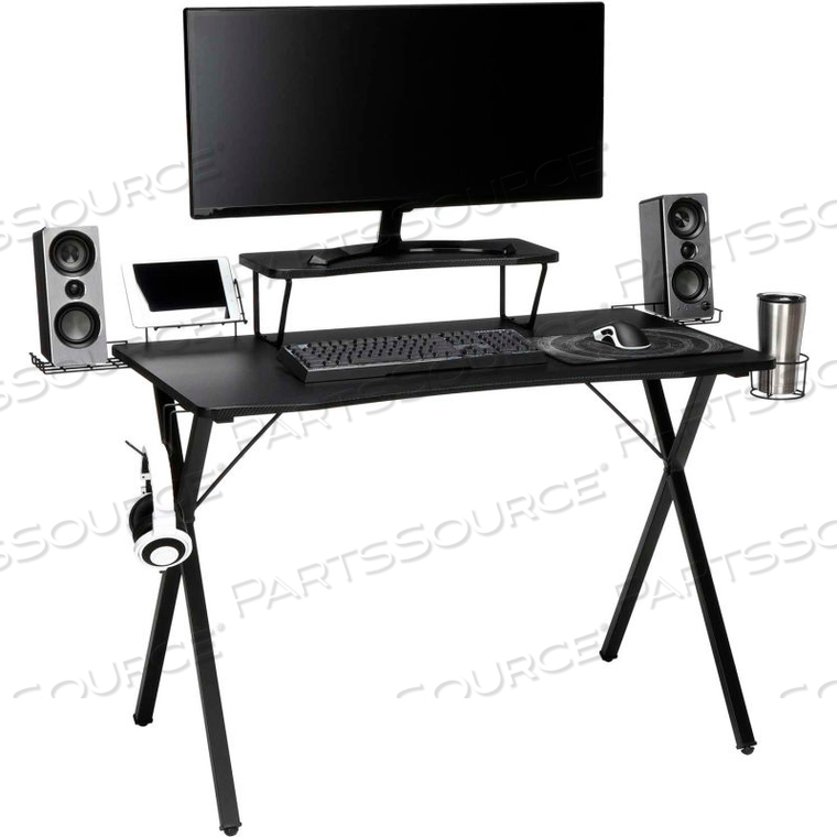 ESSENTIALS COLLECTION GAMING COMPUTER DESK WITH X-BASE, BLACK 