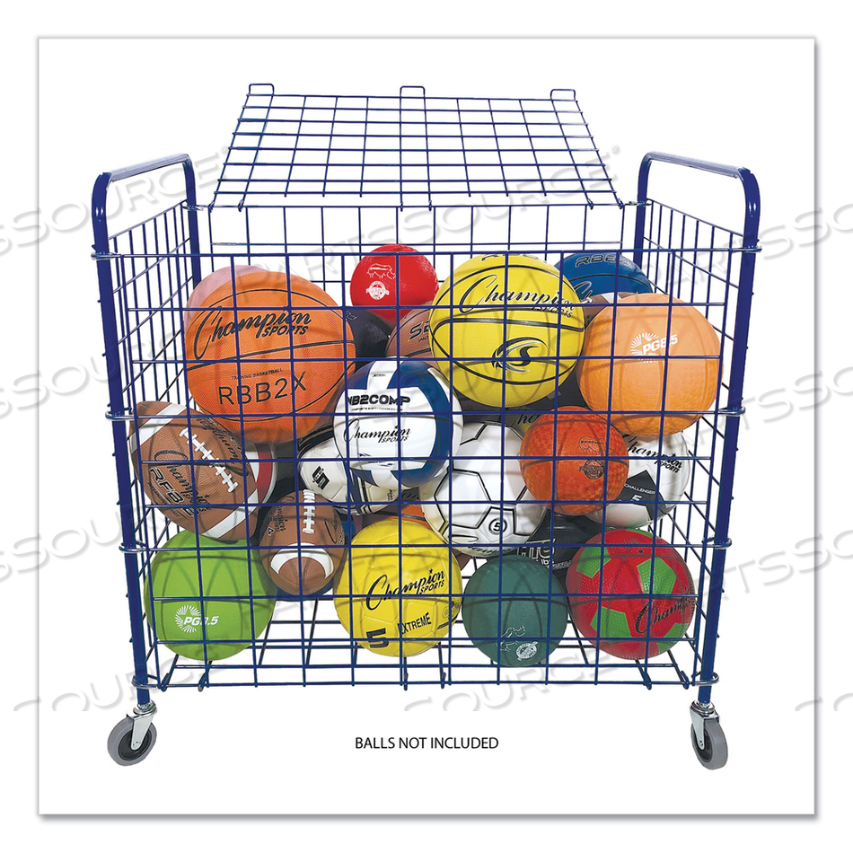 LOCKABLE BALL STORAGE CART, FITS APPROXIMATELY 24 BALLS, METAL, 37" X 22" X 20", BLUE by Champion Sports LOCKABLE BALL STORAGE CART, FITS APPROXIMATELY 24 BALLS, METAL, 37" X 22" X 20", BLUE by Champion Sports