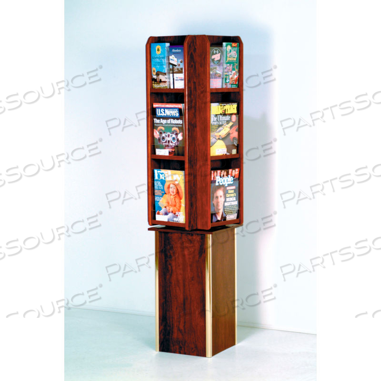 FREE STANDING 12 POCKET ROTARY LITERATURE DISPLAY - MAHOGANY 