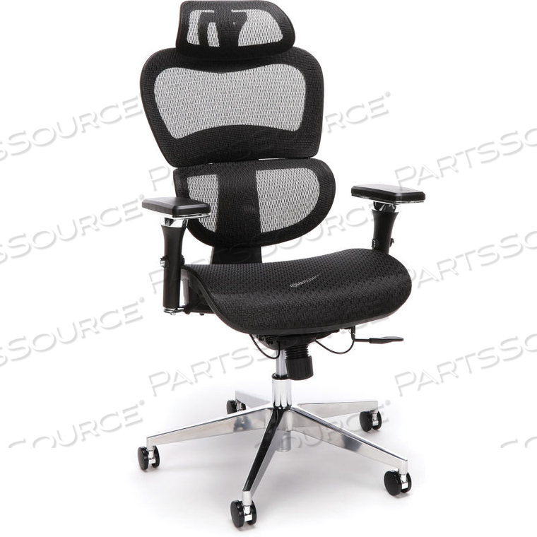 ERGO OFFICE CHAIR FEATURING MESH BACK AND SEAT WITH OPTIONAL HEADREST, IN BLACK () 
