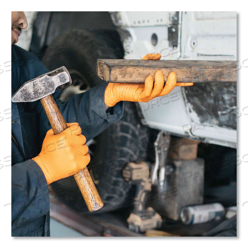 GLOVES, DISPOSABLE, NITRILE, ORANGE, POWDER-FREE, MEDIUM (8) by Ammex