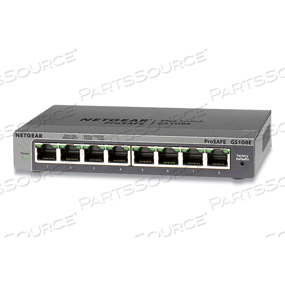 NETGEAR PLUS GS108EV3 - SWITCH - UNMANAGED - 8 X 10/100/1000 - DESKTOP, WALL-MOUNTABLE by Netgear