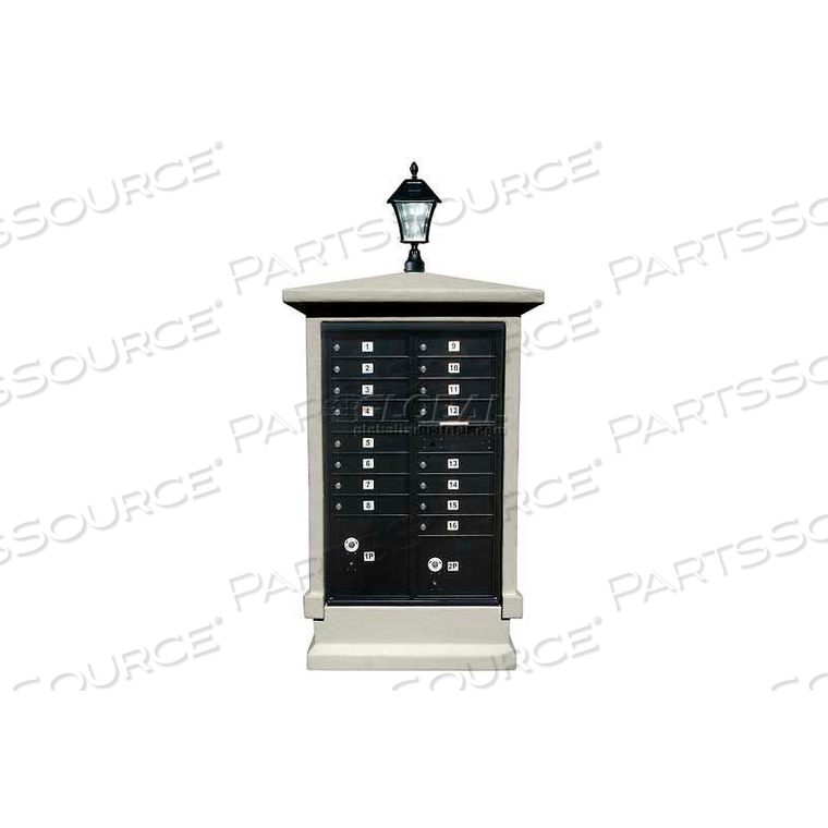 STUCCO CBU MAILBOX CENTER, SHORT PEDESTAL (COLUMN ONLY) IN SLATE GRAY COLOR WITH BAYVIEW SOLAR LAMP by Qualarc STUCCO CBU MAILBOX CENTER, SHORT PEDESTAL (COLUMN ONLY) IN SLATE GRAY COLOR WITH BAYVIEW SOLAR LAMP by Qualarc