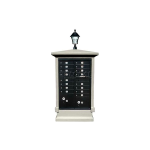 STUCCO CBU MAILBOX CENTER, SHORT PEDESTAL (COLUMN ONLY) IN SLATE GRAY COLOR WITH BAYVIEW SOLAR LAMP by Qualarc