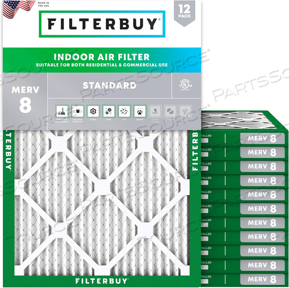 FILTERBUY 17.25X23.25X1 AIR FILTER MERV 8 DUST DEFENSE (12-PACK), PLEATED HVAC AC FURNACE AIR FILTERS REPLACEMENT (ACTUAL SIZE: 17.25 X 23.25 X 1.00 INCHES) by Filterbuy, Inc.