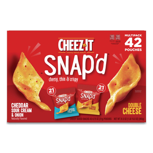 SNAP'D CRACKERS VARIETY PACK, CHEDDAR SOUR CREAM AND ONION; DOUBLE CHEESE, 0.75 OZ BAG, 42/CARTON by Cheez-It