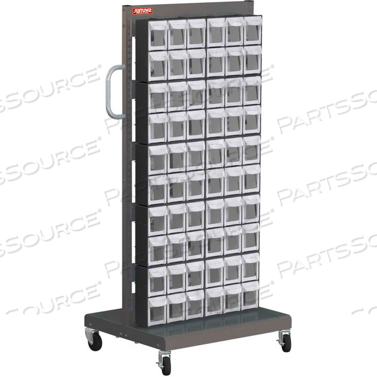 SHUTER FLIP OUT BIN MOBILE PARTS CART - SINGLE SIDED WITH 60 BINS by LDS Industries LLC SHUTER FLIP OUT BIN MOBILE PARTS CART - SINGLE SIDED WITH 60 BINS by LDS Industries LLC