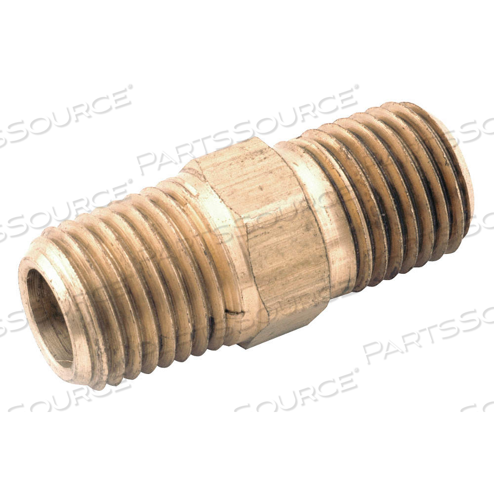 HEX NIPPLE, BRASS, 1/4 IN X 1/4 IN FITTING PIPE SIZE, MALE NPT X MALE NPT, 1 3/8 IN OVERALL LG, MALE by Approved Vendor HEX NIPPLE, BRASS, 1/4 IN X 1/4 IN FITTING PIPE SIZE, MALE NPT X MALE NPT, 1 3/8 IN OVERALL LG, MALE by Approved Vendor