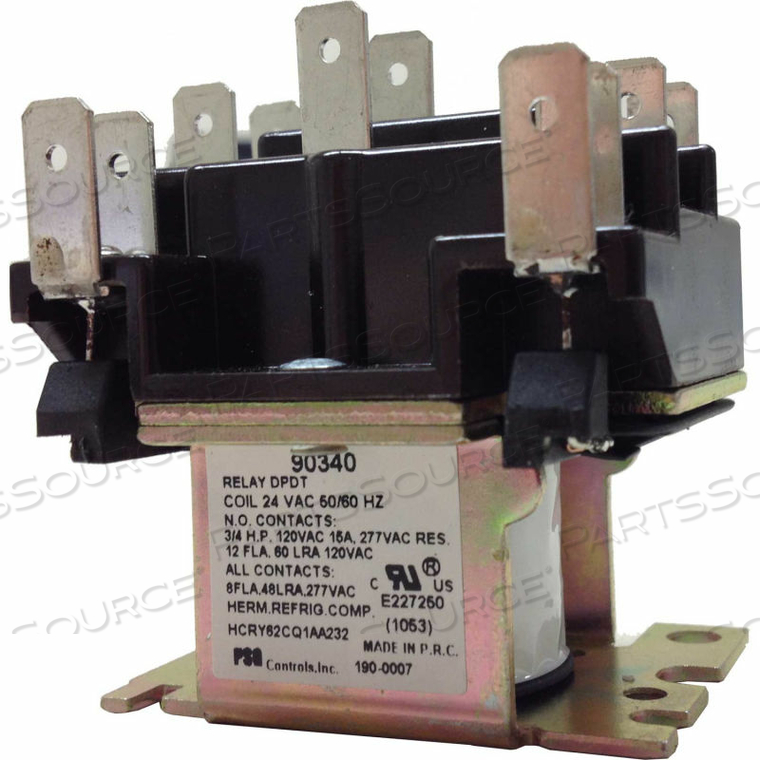 PSG DPDT GENERAL PURPOSE RELAY 50/60 HZ DOUBLE POLE POWER-POWER-COIL 24VAC by International Refrigeration Products