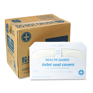 HEALTH GARDS TOILET SEAT COVERS, 14.25 X 16.5, WHITE, 250 COVERS/PACK by Hospeco