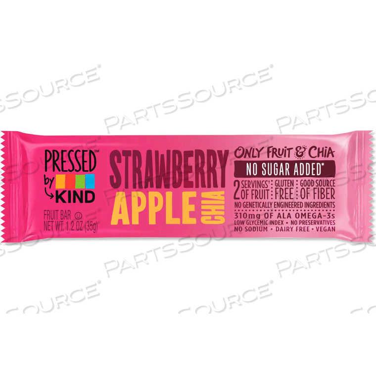 PRESSED BY BARS, STRAWBERRY APPLE CHIA, 1.2 OZ. BAR, 12/BOX 