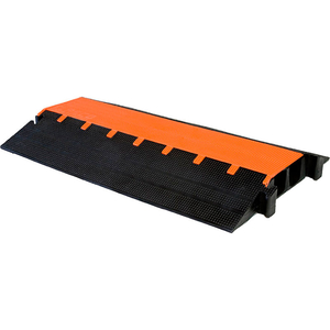 MIGHTYGUARD 2 CHANNEL HEAVY DUTY CABLE PROTECTOR, 3" CHANNEL, ORANGE/BLACK by Elasco Products.