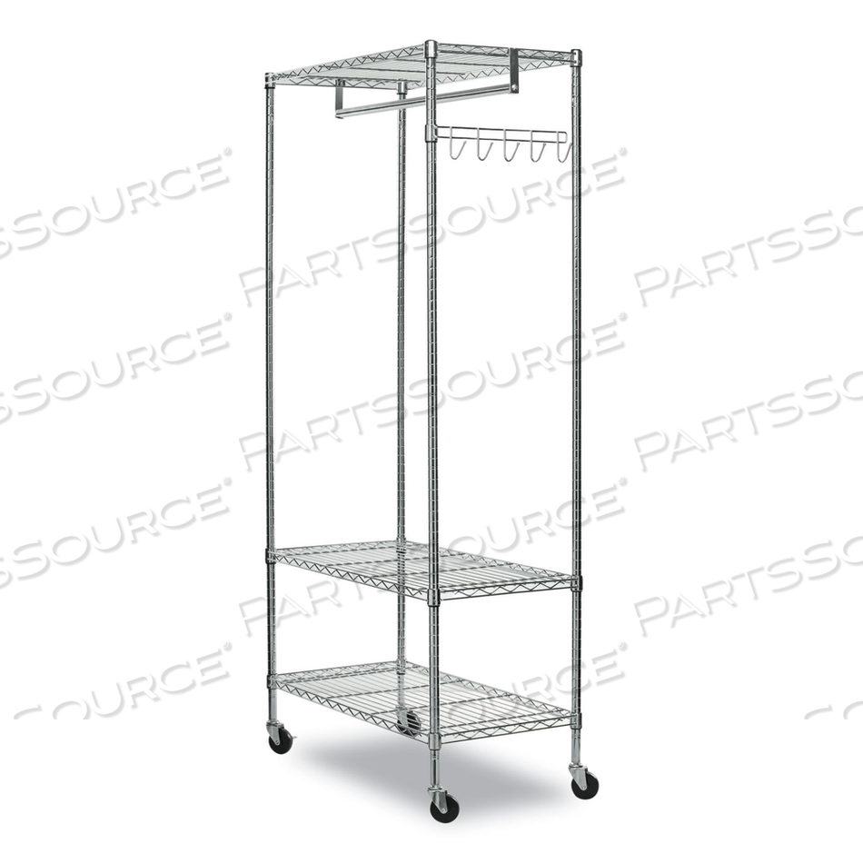 WIRE SHELVING GARMENT RACK, 40 GARMENTS, 48W X 18D X 75H, SILVER by Alera WIRE SHELVING GARMENT RACK, 40 GARMENTS, 48W X 18D X 75H, SILVER by Alera