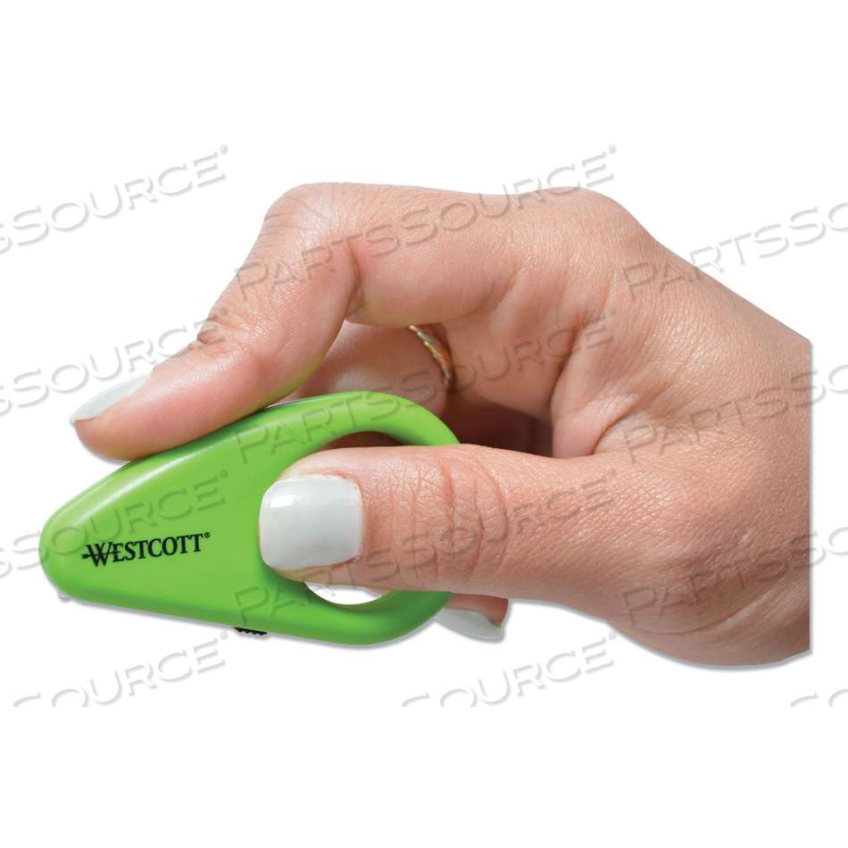 COMPACT SAFETY CERAMIC BLADE BOX CUTTER, FIXED BLADE, 0.5" BLADE, 2.25" PLASTIC HANDLE, GREEN 