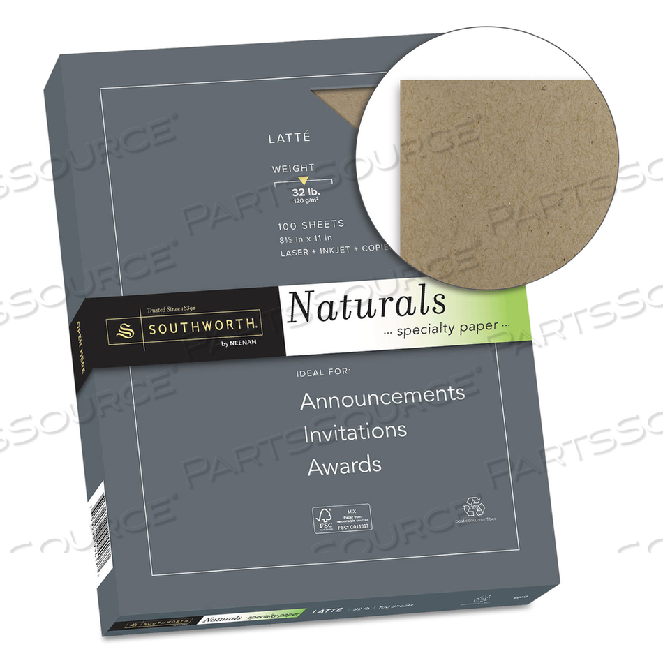 NATURALS PAPER, 32 LB BOND WEIGHT, 8.5 X 11, LATTE, 100/PACK 