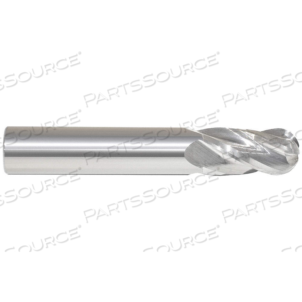 BALL END MILL, 4 FLUTES, 1/2 IN MILLING DIA., 1 IN LG OF CUT, 3 IN OVERALL LG by Approved Vendor