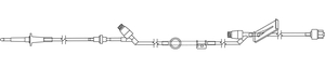 128 INCH, BLUE STRIPED MICROBORE SET WITH NON-VENTED SPIKE, CHECK VALVE, UPPER NEEDLELESS Y-SITE, ROUND AND BODYSET KEYS, LOWER NEEDLELESS Y-SITE, SLIDE CLAMP, MALE LUER LOCK/ANTI-SIPHON VALVE, PRIMING VOLUME 6 ML by CME America