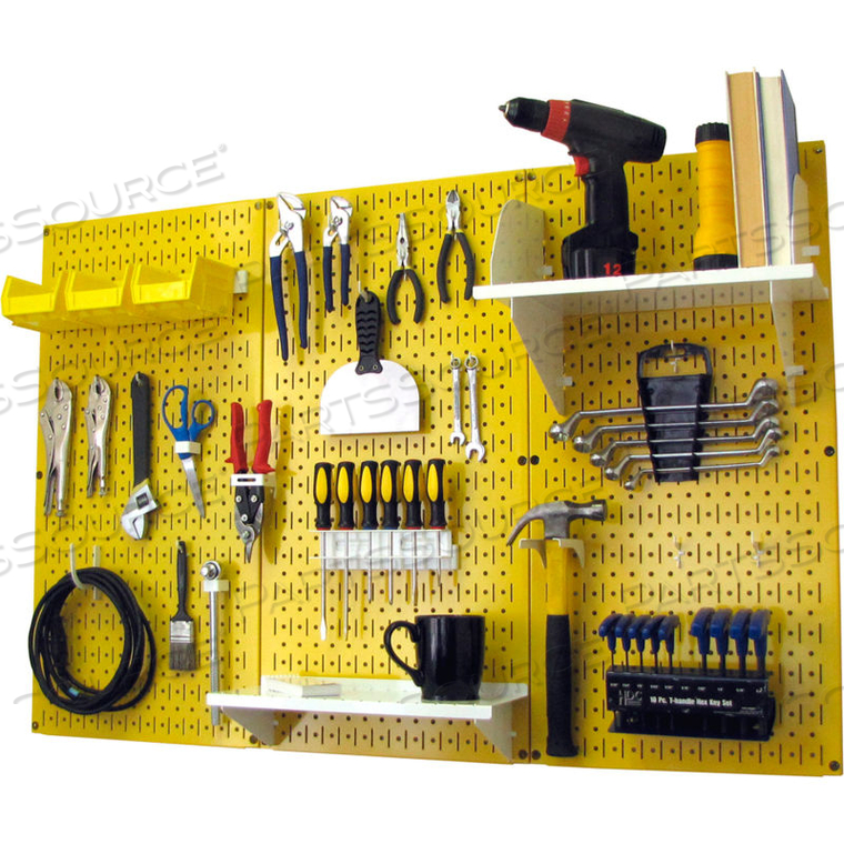 PEGBOARD STANDARD TOOL STORAGE KIT, YELLOW/WHITE, 48" X 32" X 9" by Wall Control Pegboard