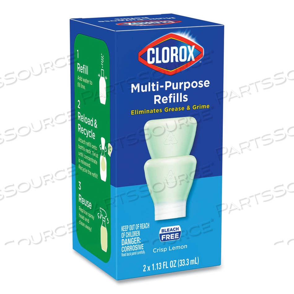 CLOROX MULTIPURPOSE DEGREASER CLEANER REFILL PODS, CRISP LEMON SCENT, 2 PODS/BOX, 8 BOXES/CARTON 