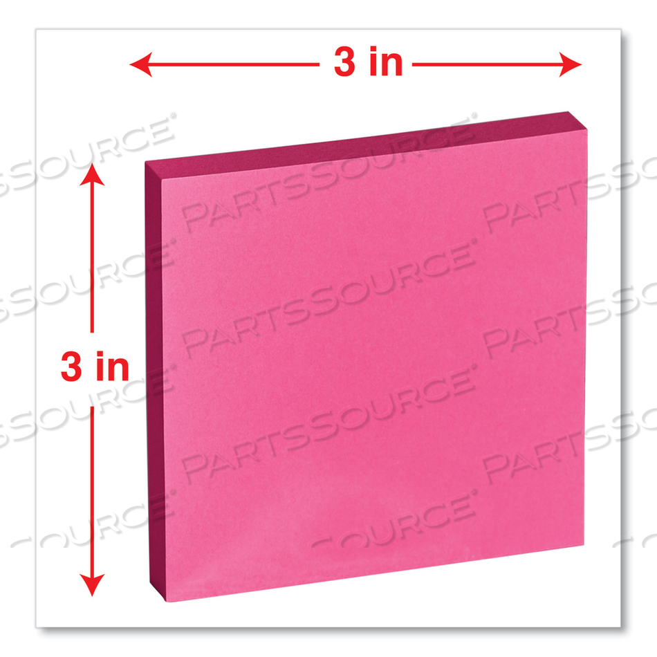 FAN-FOLDED SELF-STICK POP-UP NOTE PADS, 3" X 3", ASSORTED NEON COLORS/PAD by Universal