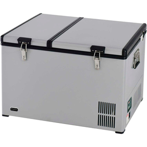 90 QUART DUAL ZONE PORTABLE FRIDGE/ FREEZER WITH 12V OPTION AND WHEELS by Whynter LLC