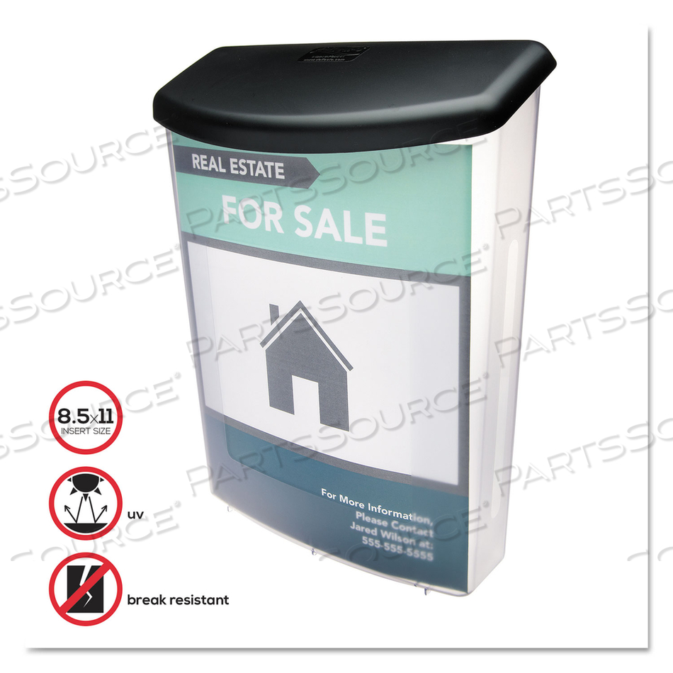 OUTDOOR LITERATURE BOX, 10"W X 4-1/2"D X 13-1/8"H, BLACK/CLEAR by Deflecto OUTDOOR LITERATURE BOX, 10"W X 4-1/2"D X 13-1/8"H, BLACK/CLEAR by Deflecto