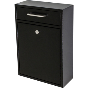 MAIL BOSS EPOCH WALL MOUNT LOCKING DROP BOX 11-1/4"W X 4-3/4"D X 16-1/4"H BLACK by Epoch Design LLC Dba Mail Boss MAIL BOSS EPOCH WALL MOUNT LOCKING DROP BOX 11-1/4"W X 4-3/4"D X 16-1/4"H BLACK by Epoch Design LLC Dba Mail Boss