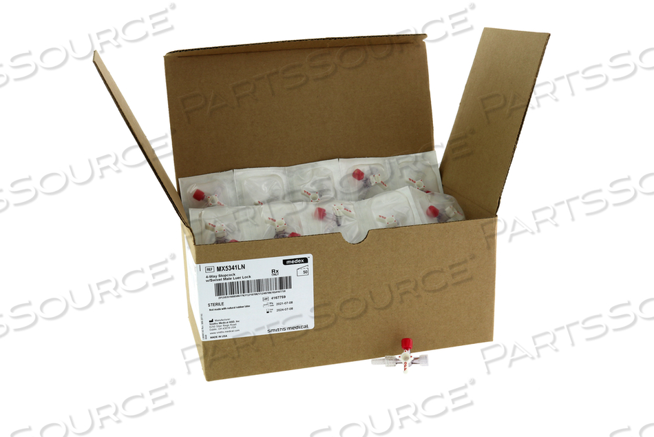 4-WAY STOPCOCK W/SWIVEL MALE LUER LOCK 50/CA by Smiths Medical 4-WAY STOPCOCK W/SWIVEL MALE LUER LOCK 50/CA by Smiths Medical