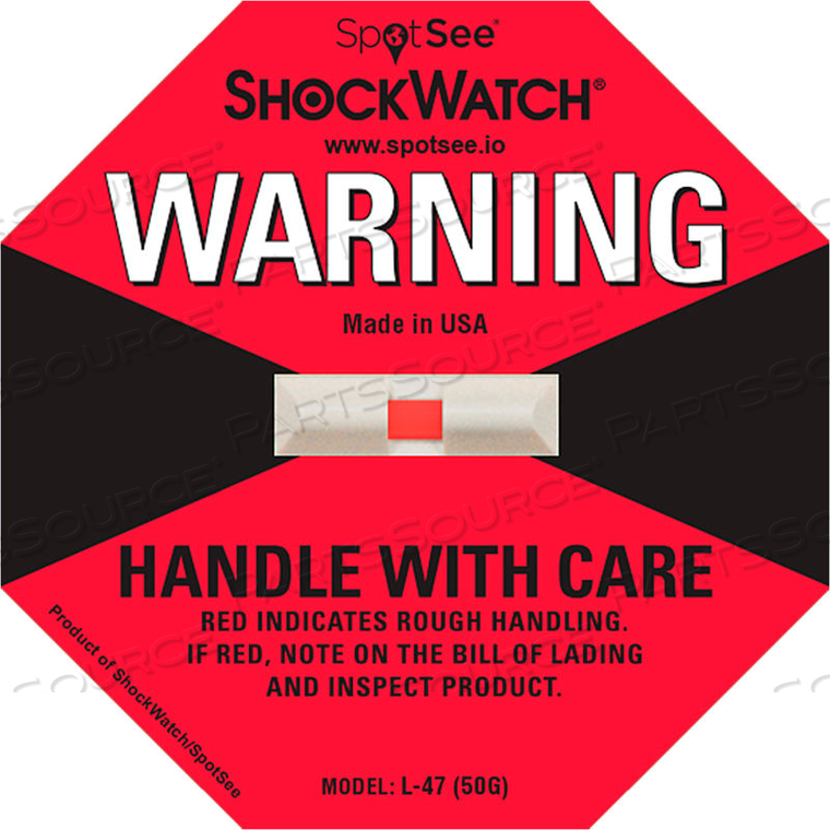 SPOTSEE L-47 IMPACT INDICATORS, 50G RANGE, RED, 50/BOX by Shockwatch Inc