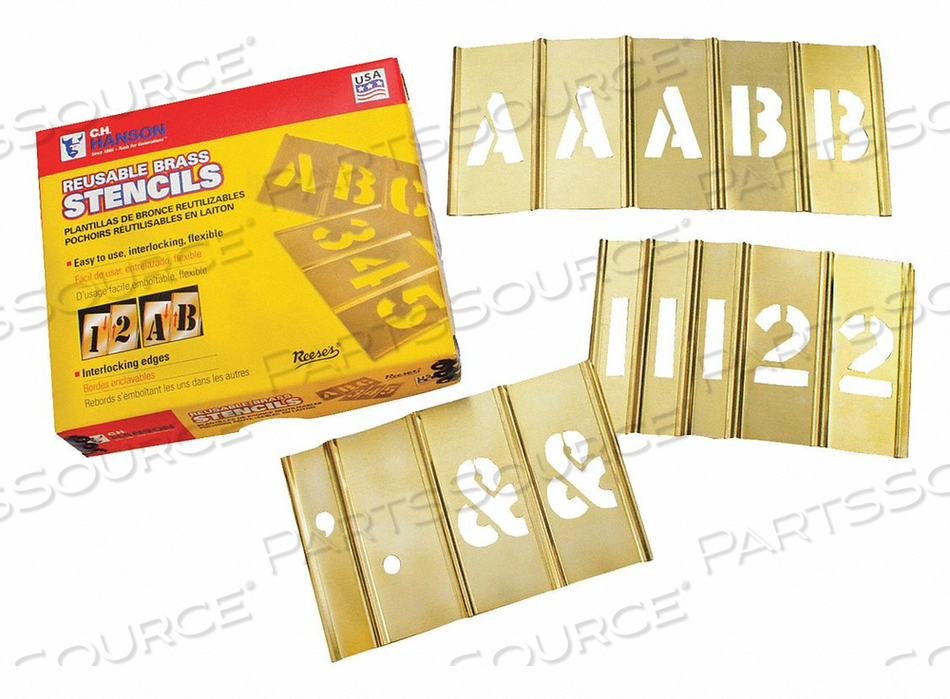 CH Hanson 10147 3/4" Brass Letters & Numbers Set 92 pc 