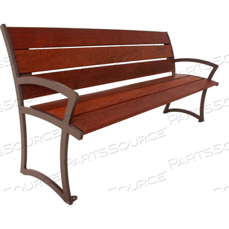 72" MADISON IPE WOOD BENCH W/ STEEL FRAME, BROWN 