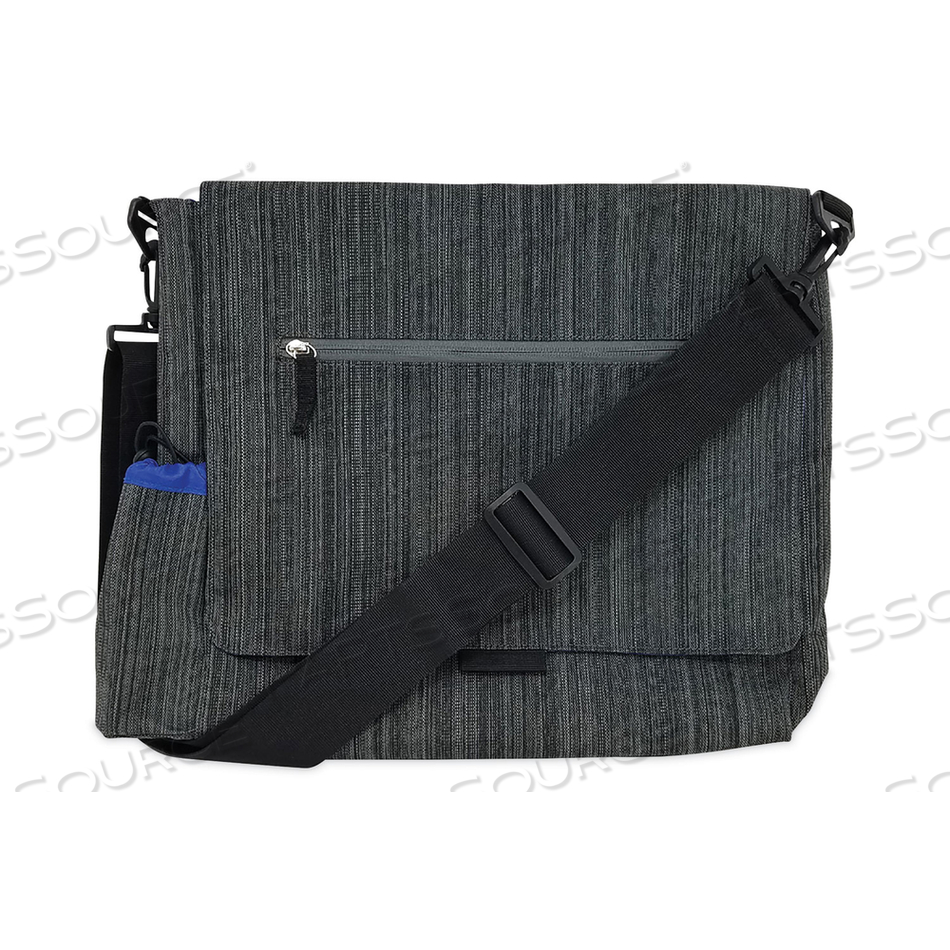 FABRIC CASUAL MESSENGER BAG, CHARCOAL/COBALT 