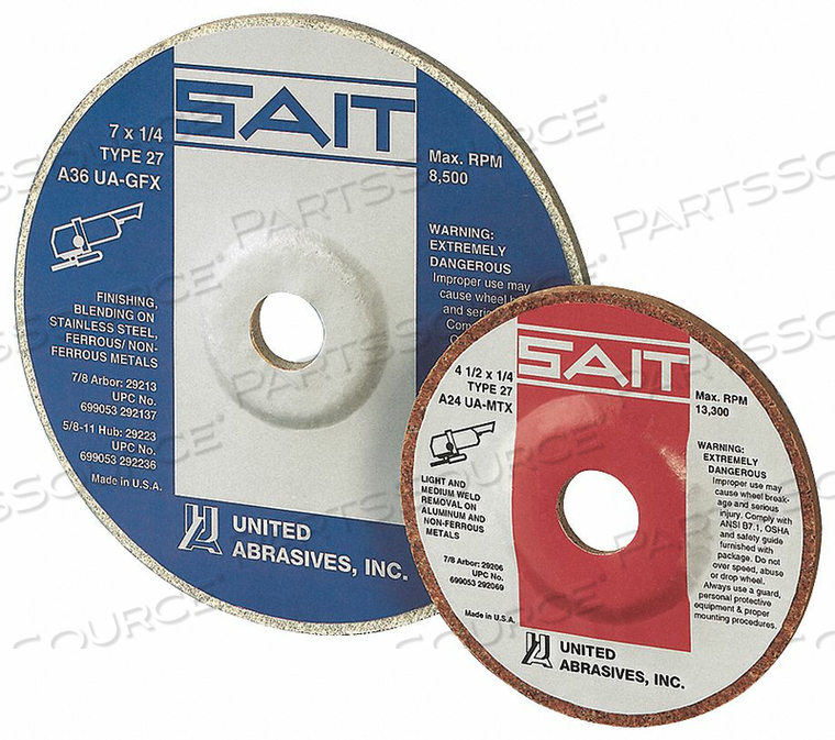 FIBRE SANDING DISC 4-1/2IN 36 GRIT WHITE by United Abrasives-Sait FIBRE SANDING DISC 4-1/2IN 36 GRIT WHITE by United Abrasives-Sait