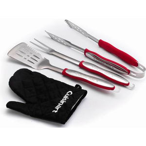 3-PIECE GRILLING TOOL SET W/ GRILL GLOVE, RED/BLACK by Cuisinart