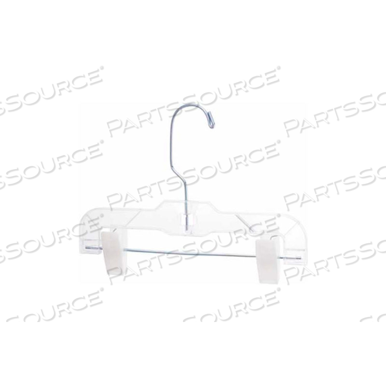 NAHANCO SKIRT/SLACK HANGER-INFANT SUPER HEAVY WEIGHT W/LONG HOOK & PLASTIC CLIPS, PLASTIC-CL by National Hanger Company Inc.